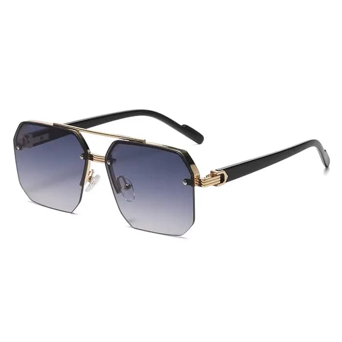 Lunettes de soleil carrées en métal pour hommes, demi-monture, ongles de riz, tendance décontractée,