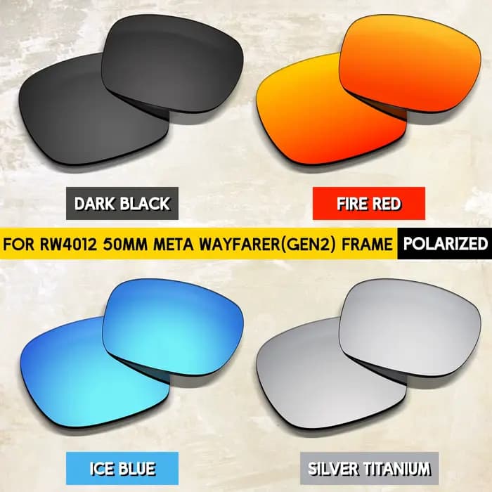 Lentilles de remplacement polarisées Performance pour lunettes Meta Wayfarer (Gen2) RW4012 (Gen1) RW