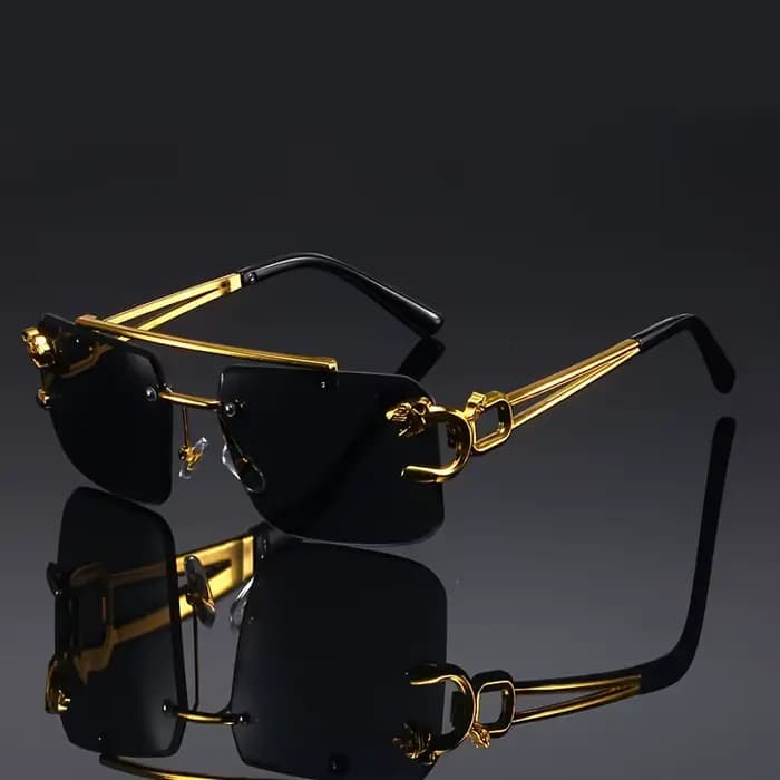 Lunettes de soleil vintage de luxe dorées, style punk sans monture, haut de gamme, pour hommes et fe