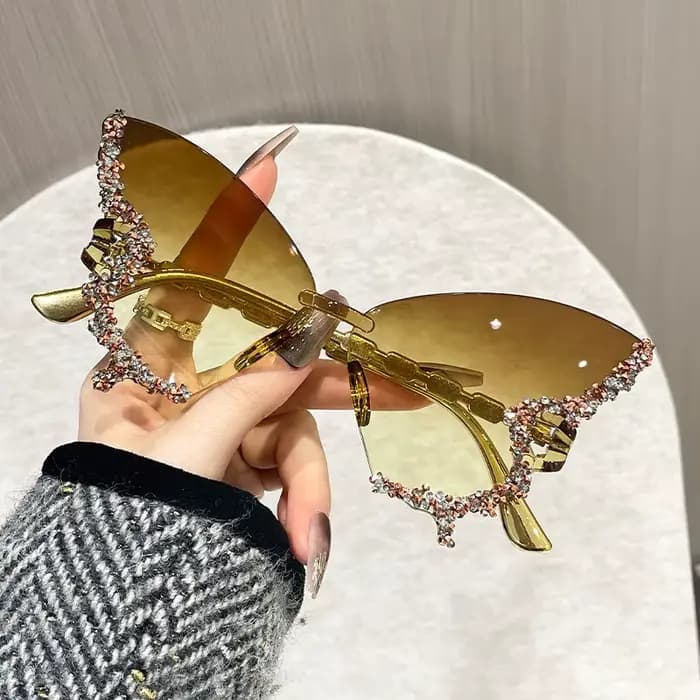 Lunettes de soleil papillon œil de chat sans monture, populaires pour femmes et hommes, grandes lune