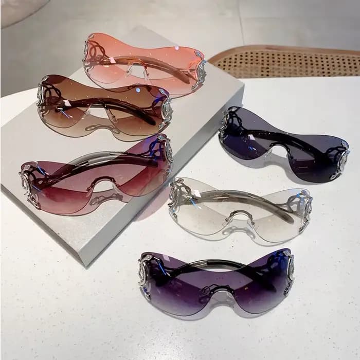 Y2K – lunettes de soleil de styliste sans bords pour hommes et femmes, une pièce, tendance, surdimen