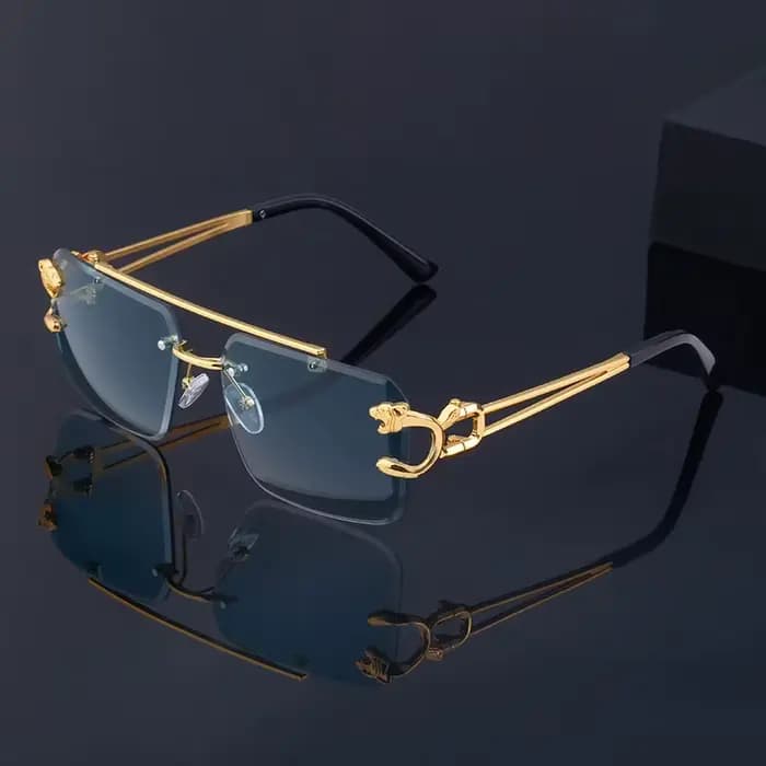 Lunettes de soleil vintage de luxe dorées, style punk sans monture, haut de gamme, pour hommes et fe