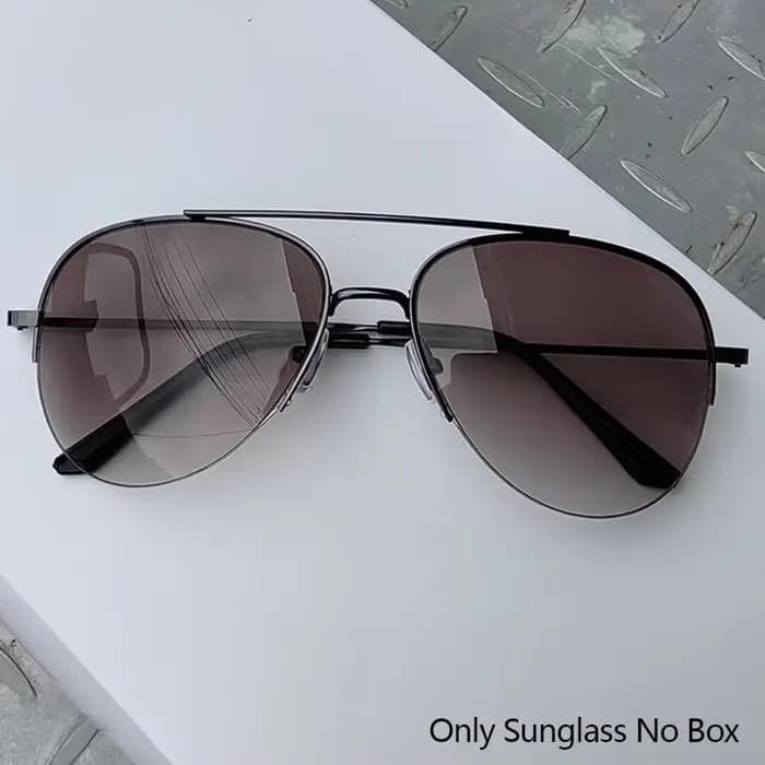 Lunettes de soleil classiques à la mode pour hommes, aviateur semi-sans monture, grand cadre en méta