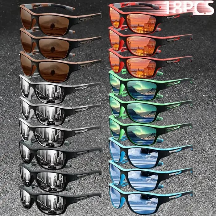 18 Paires de Lunettes de Soleil Sport Vintage Tendance avec Monture Camouflage pour Hommes et Femmes