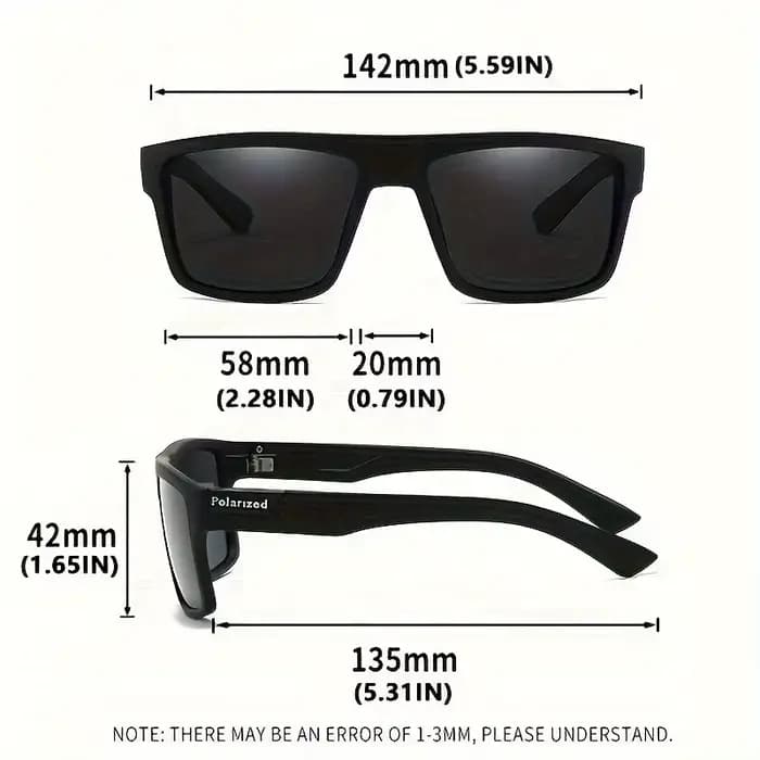 Lunettes de soleil de sport polarisées carrées rétro, légères UV400 pour la pêche et la conduite, un