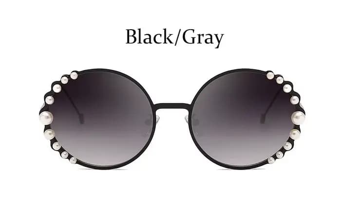 Lunettes de soleil rondes surdimensionnées pour femmes, marque de luxe en perles de styliste, verres