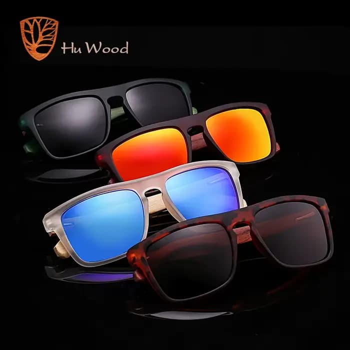 HU WOOD lunettes de soleil pour hommes bois de zèbre lunettes de soleil polarisées lentilles rectang
