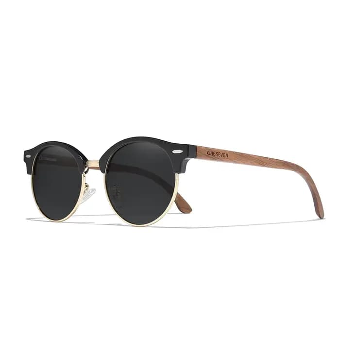 Lunettes de soleil vintage en bois de noyer noir pour femmes et hommes, polarisées UV400, lunettes d