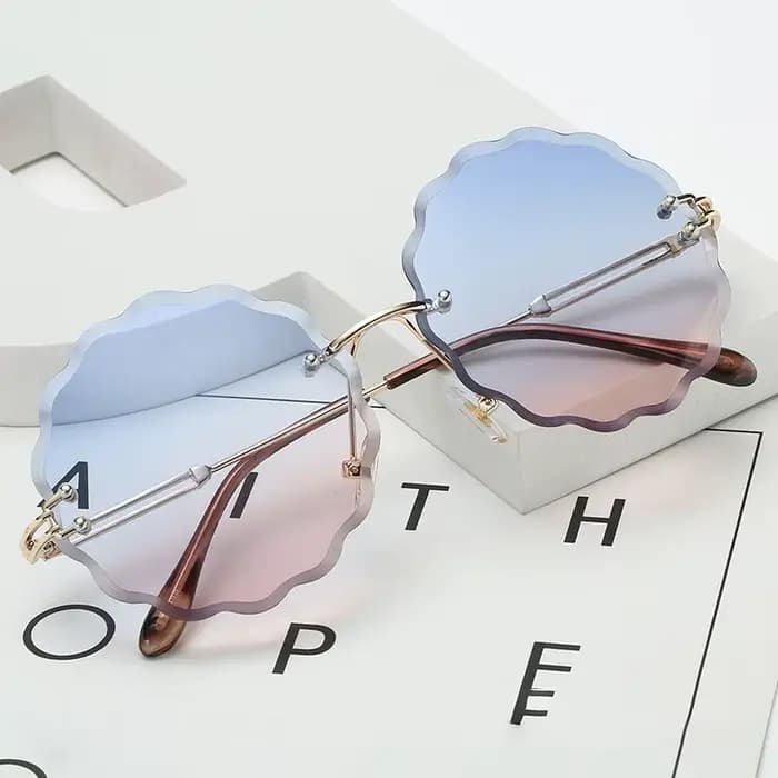 Lunettes de soleil rondes de luxe femmes 2020 Vintage marque concepteur sans monture nuances lunette