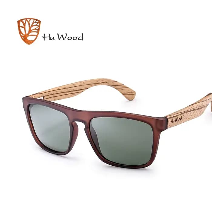 HU WOOD lunettes de soleil pour hommes bois de zèbre lunettes de soleil polarisées lentilles rectang