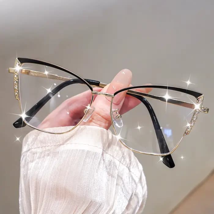 Lunettes de soleil pour femmes avec strass étincelants, monture en métal de luxe, lunettes tendance,