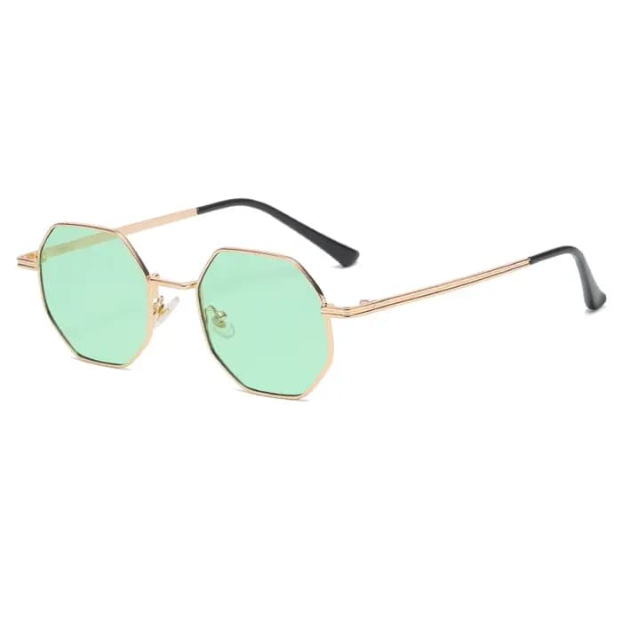 Lunettes de Soleil de Forme Polygone en Métal pour Femme et Homme, Monture Vintage, Marque De luxe, 