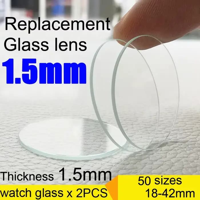 Montre intelligente de remplacement, épaisseur plate de 1.5mm, ronde, verre cristal 18mm-42mm, lenti