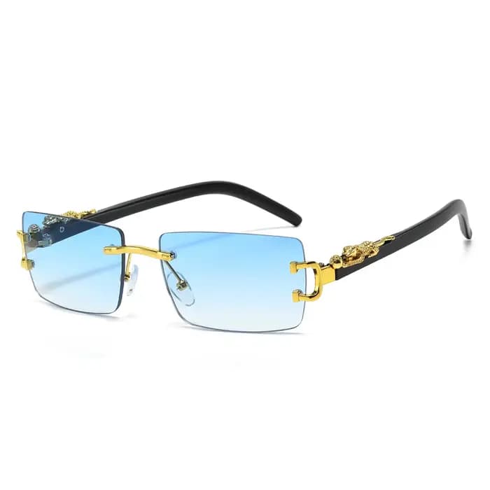 Lunettes de soleil sans monture pour femmes et hommes, décoration guépard, rectangulaires, de marque