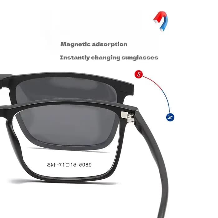 Lunettes de soleil polarisées magnétiques pour la conduite de vision nocturne pour hommes, 5 clips, 