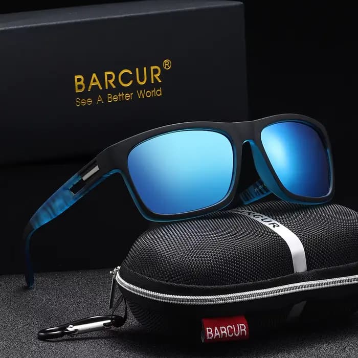 BARCUR-Lunettes de soleil polarisées de sport pour hommes, revêtement TAC coloré, cadre PC antidérap