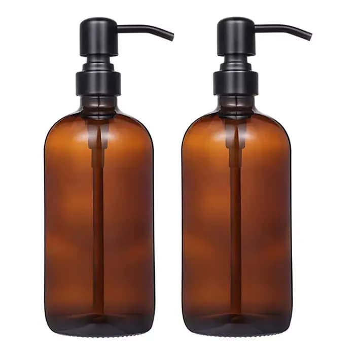 Bouteille en verre manuelle en acier inoxydable pour salle de bain, distributeur de type poussoir, R