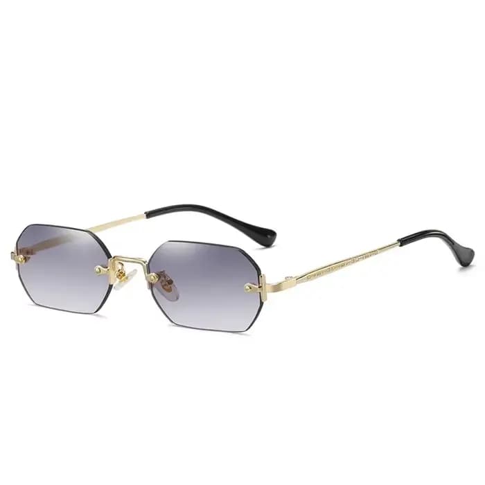 Vintage sans monture polygone lunettes de soleil femmes hommes marque de luxe concepteur populaire v
