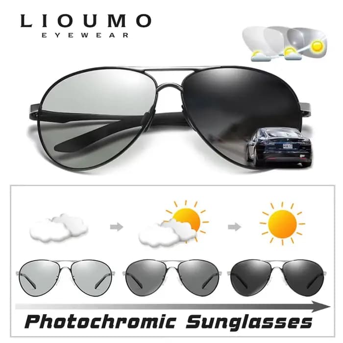 LIvissed MO Pilot-Lunettes de soleil polarisées photochromiques pour hommes et femmes, lunettes de c