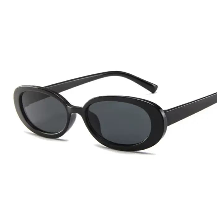 Lunettes de soleil ovales vintage pour femmes, lunettes de soleil à petite monture, nuances noires, 