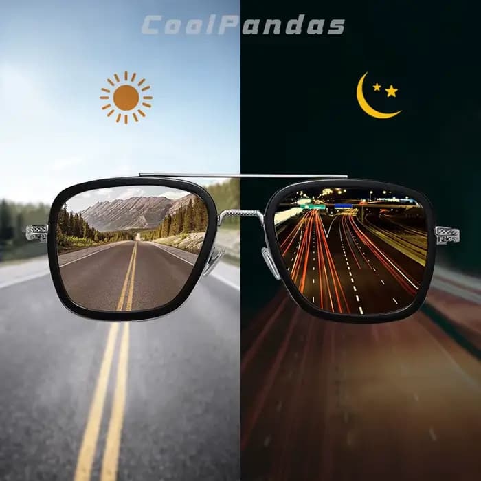 Top qualité Tony Stark carré lunettes de soleil photochromique polarisé hommes lunettes Steampunk lu