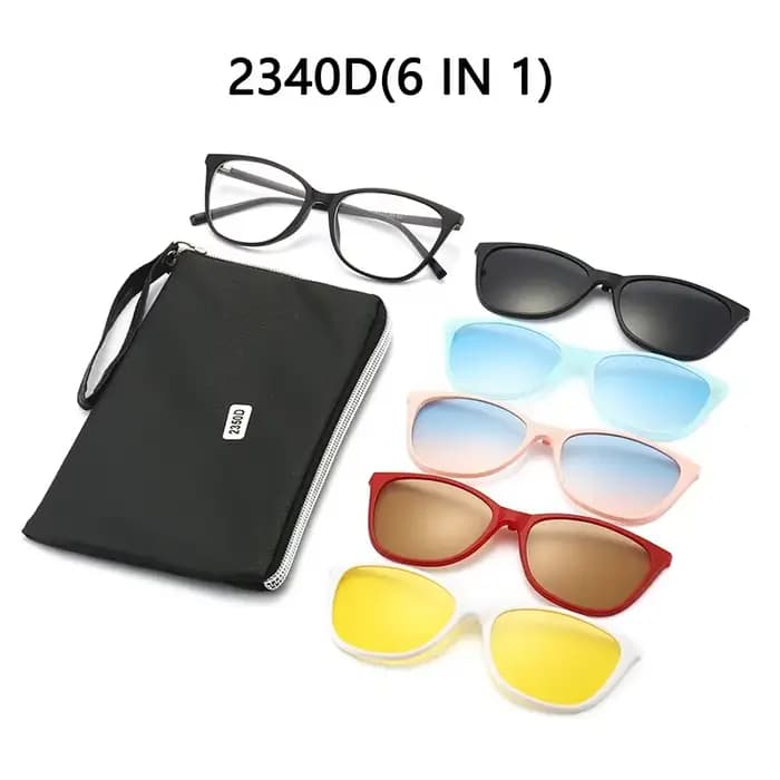 Lunettes de soleil polarisées 6 en 1 pour hommes et femmes, montures magnétiques, clip optique œil d