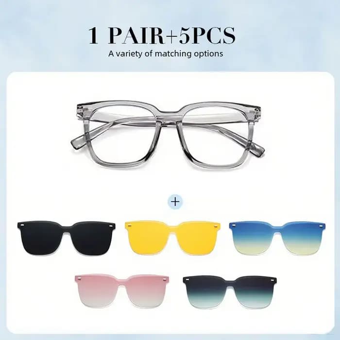 Lunettes 1 pièce avec 5 lentilles interchangeables, unisexe pour hommes et femmes, interrupteur libr