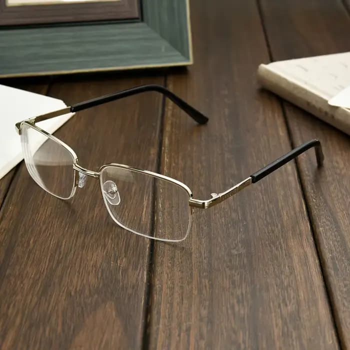 Lunettes de myopie -1.0~ -6.0, demi-monture, monture en métal, verres en résine