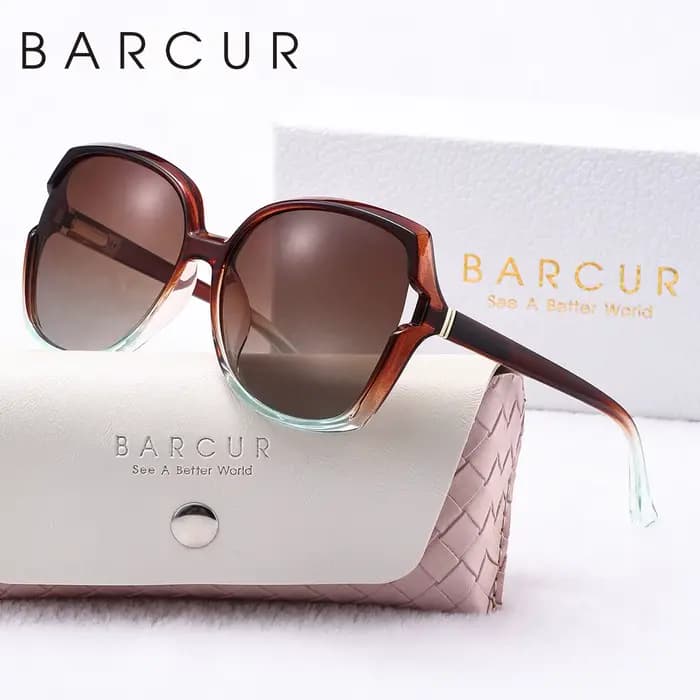 BARCUR-Lunettes de soleil polarisées UVA/B pour femmes, avec grand cadre, elliptique, couleur dégrad