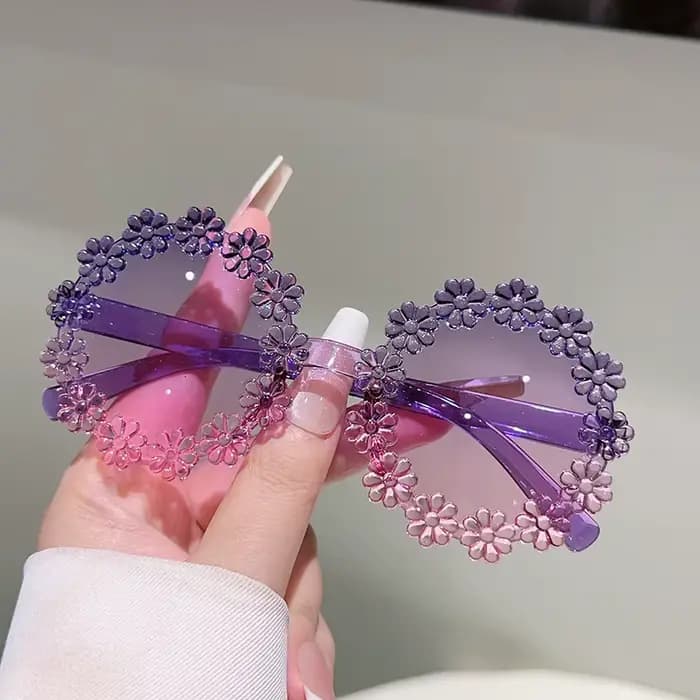 GM LUMIAS lunettes de soleil en forme de fleur pour les filles 2025 élégant multicolore décor nuance