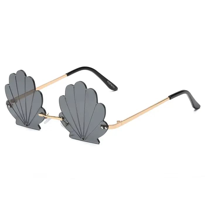 Lunettes de soleil sans monture en forme de coquille, lunettes de soleil en métal pour accessoires p