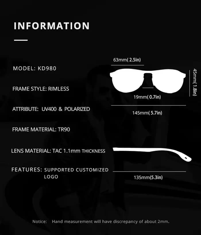 KDEAM – lunettes de soleil ovales sans bords pour hommes, polarisées, monture en matériau TR90, lent