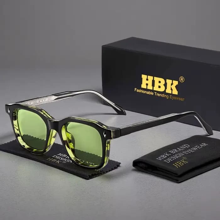 Lunettes de soleil carrées élégantes HBK pour hommes, monture tendance, branches vintage, pour femme