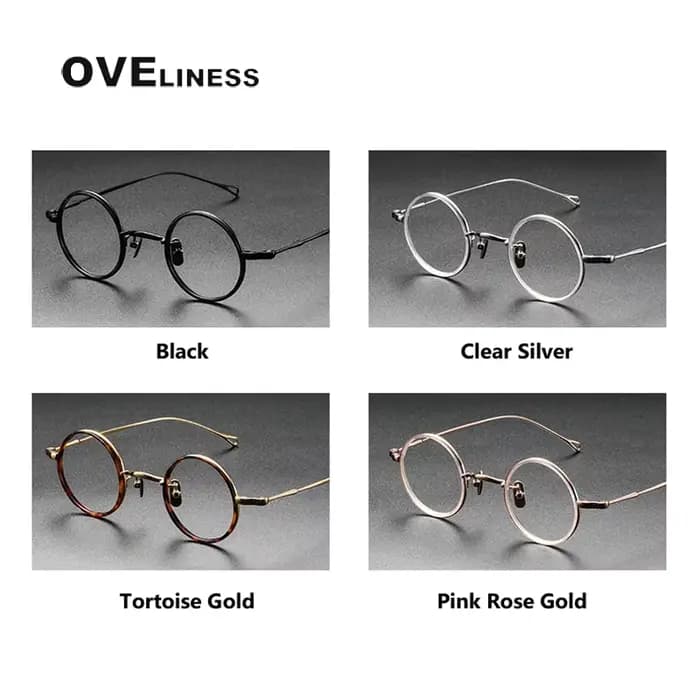 Monture de lunettes en titane pur pour hommes et femmes, Vintage, ronde, pour myopie, Prescription o