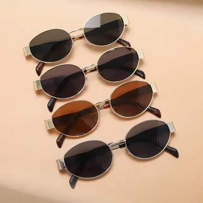 Lunettes de personnalité ovales en métal, petites lunettes rondes à la mode, accessoires de plage po