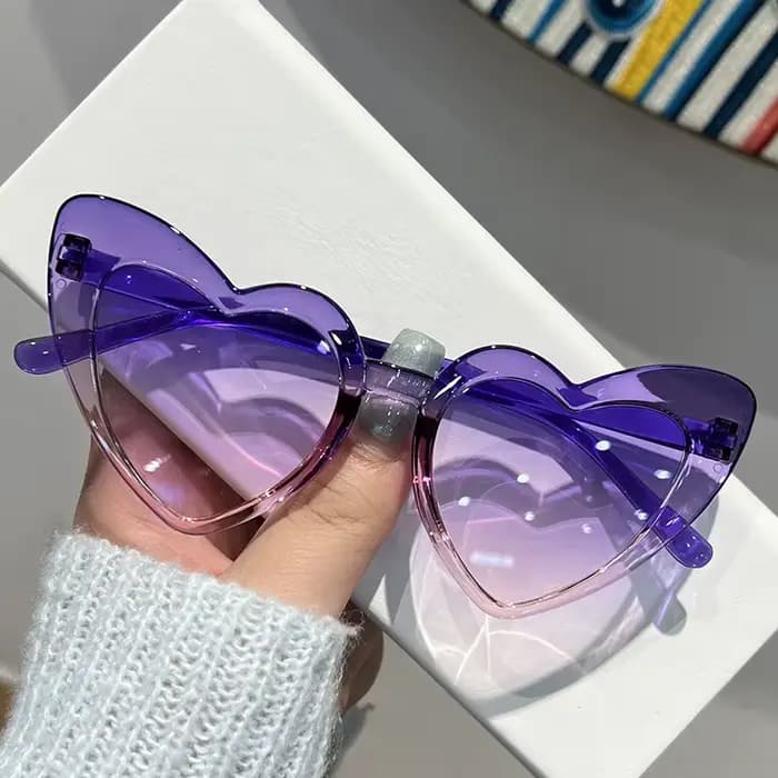 Lunettes de soleil en forme de cœur pour femmes, dégradé de couleurs, protection UV400, style œil de