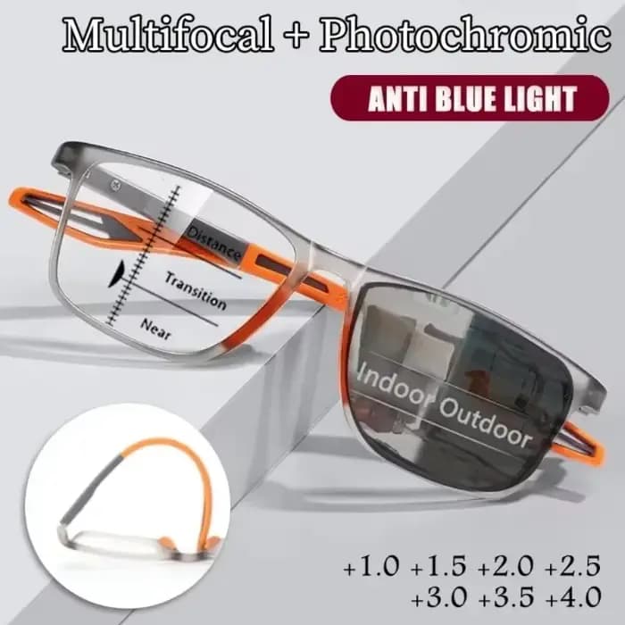Lunettes de lecture photochromiques multifocales pour hommes, lunettes de loin et de près, monture d