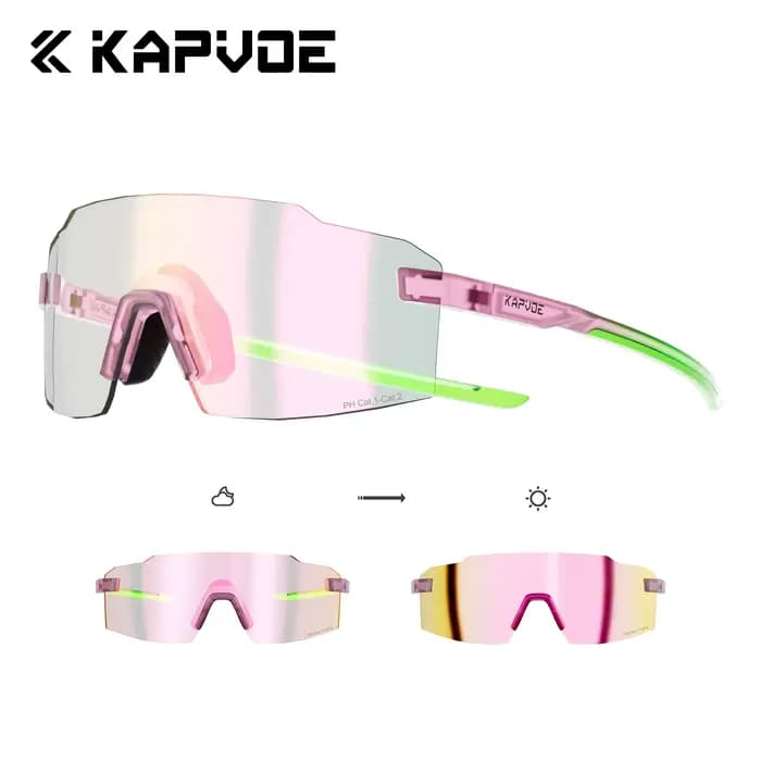 Lunettes de soleil photochromiques Kapvoe pour hommes, légères, pour la course à pied, le cyclisme, 