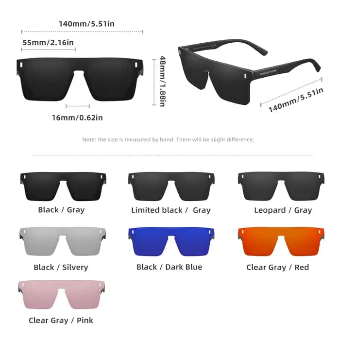 KINGSEVEN – lunettes de soleil polarisées sans monture, grandes, miroir, pour hommes et femmes, verr