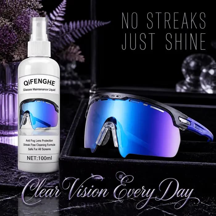 Spray de Soin Léger pour Lunettes 3.38oz Anti-Buée Effet Cristal pour Lunettes de Sport, Myopes, de 