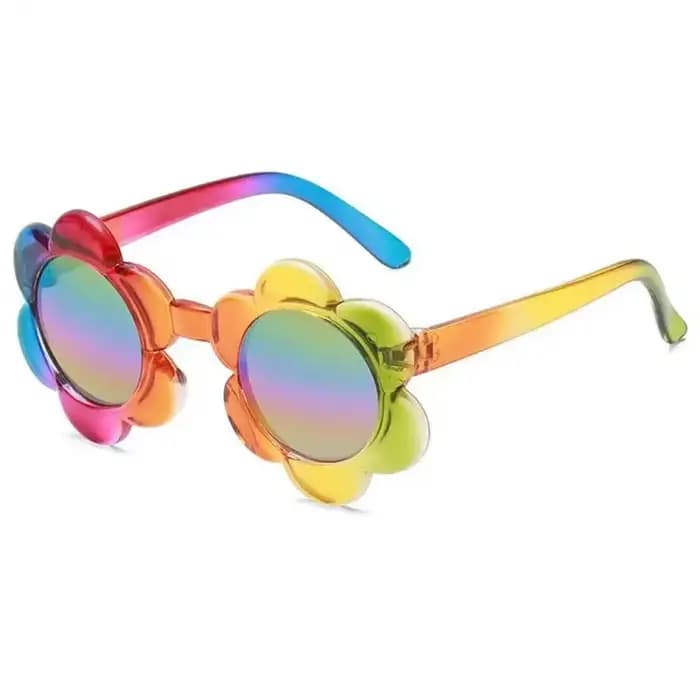 Lunettes de soleil à fleurs pour enfants, colorées arc-en-ciel, rondes et mignonnes, pour bébés garç