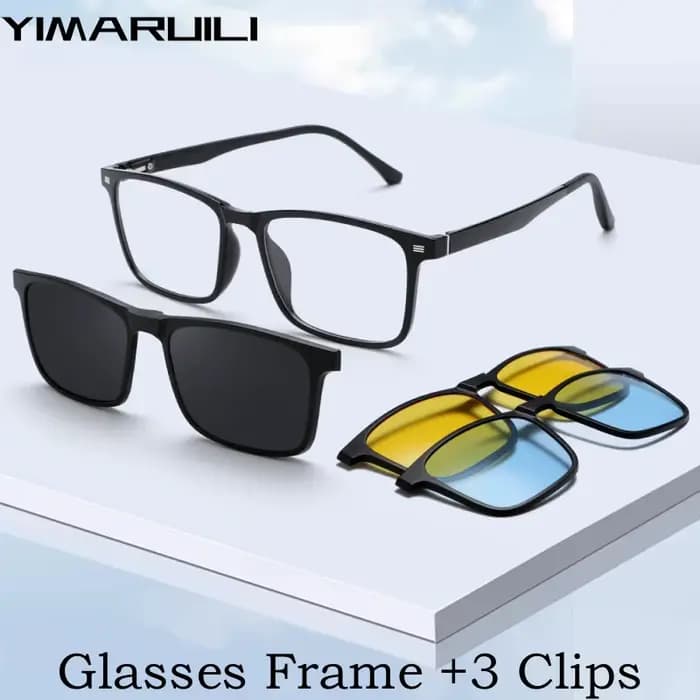 YIMARUILI mode Blg taille TR90 lunettes magnétiques polarisées à clipser femmes carré optique Prescr
