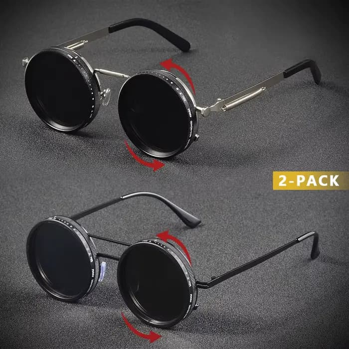 CRIXALIS 2 pièces lunettes de soleil polarisées rondes ND9 à gradation réglable hommes femmes Punk h