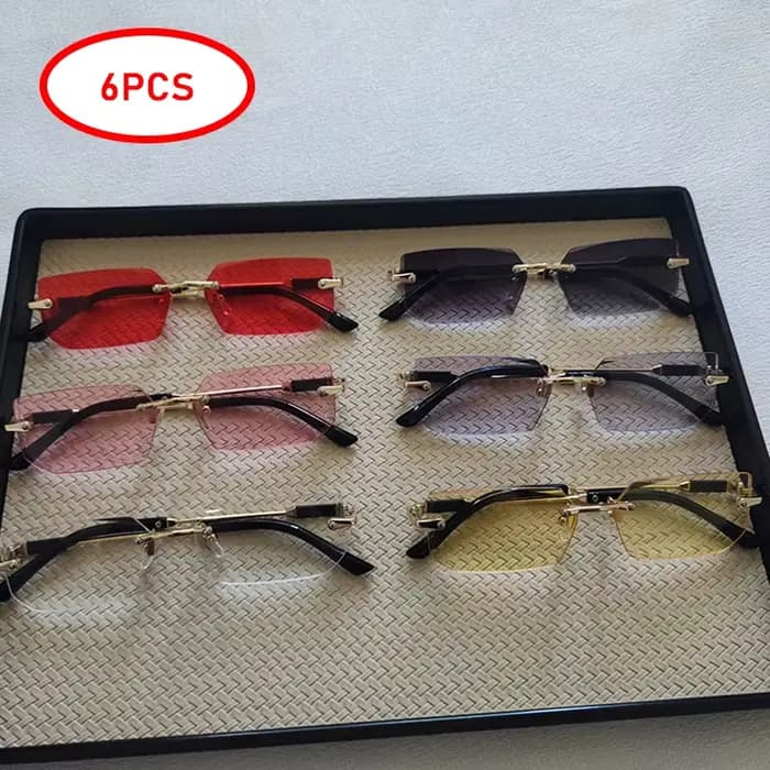 6 pièces/ensemble mode Rectangle sans monture femmes lunettes de soleil à la mode petites lunettes d