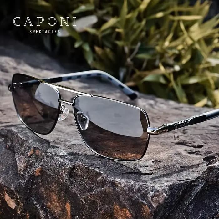 CAPONI-Lunettes de soleil photochromiques polarisées pour hommes, design de marque classique, nuance