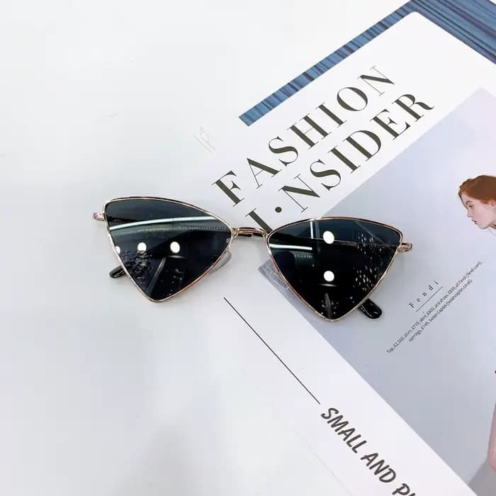 Lunettes de soleil œil de chat pour enfants, triangle en métal, rose cool, lunettes de soleil pour f