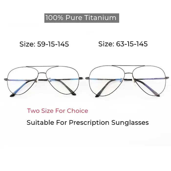 Monture optique en titane pur Prescription hommes lunettes de pilote lunettes de soleil Spectacle gr