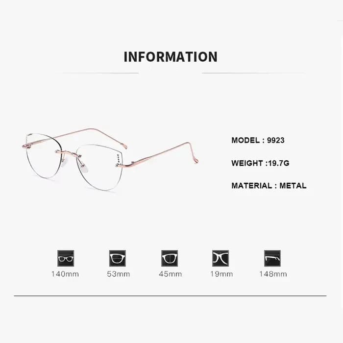 Lunettes ultralégères sans cadre pour femmes, monture de couleur changeante, pour myopie, mode chat,