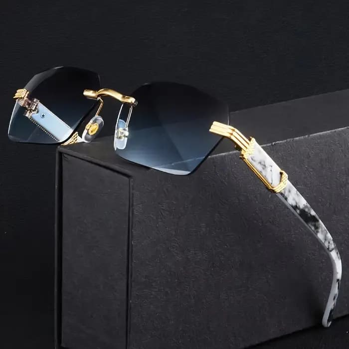 Lunettes de soleil sans bords pour hommes et femmes, à la mode, sans cadre, classiques, petits carré