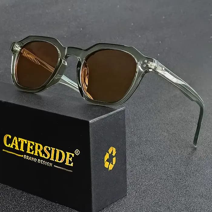 CATERSIDE rétro lunettes de soleil polarisées hommes acétate Temple/TR cadre polygone femmes lunette